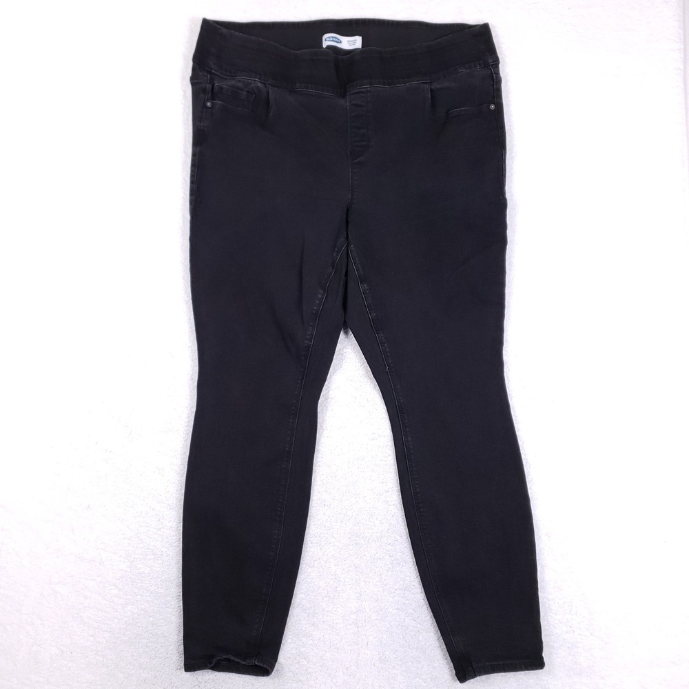 Old Navy Rockstar Super Skinny High‎ Rise Jeggings Black Plus 24 Long Pull On
